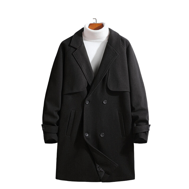 Abrigo largo lana hombre doble botonadura solapas storm-flap elegante invierno - Armand