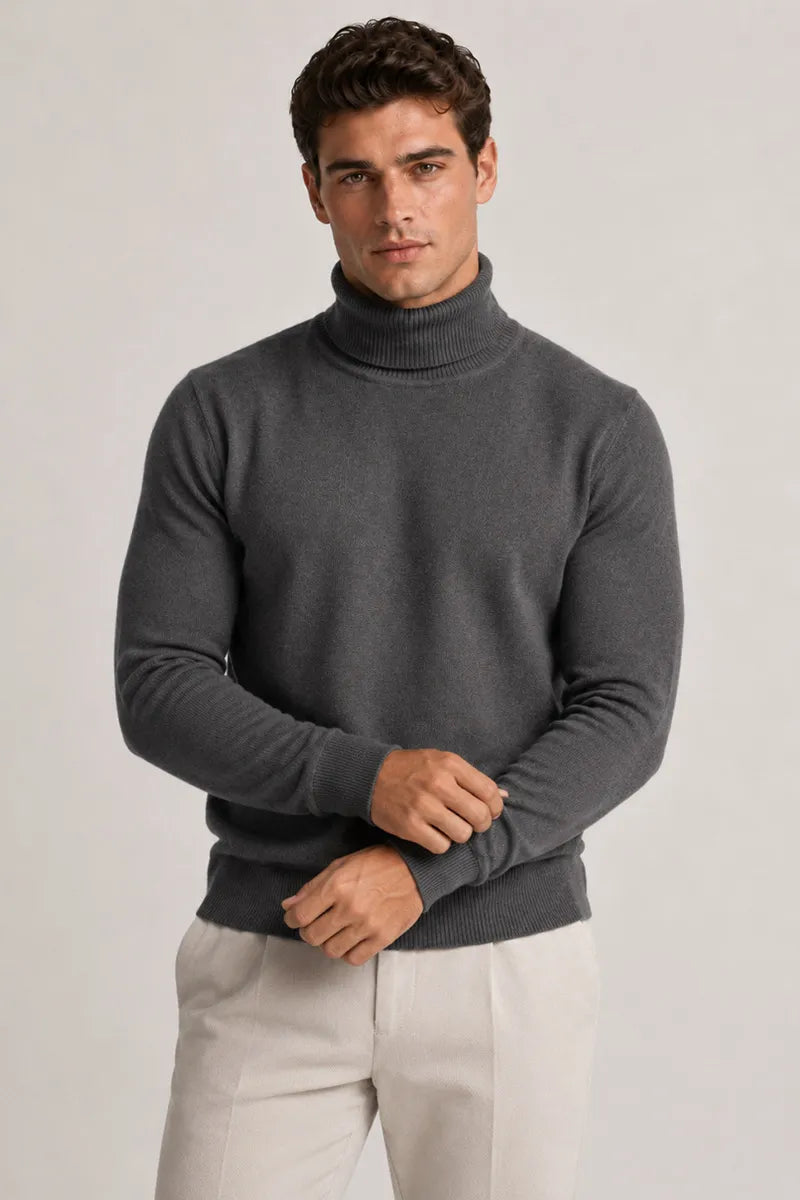 Jersey hombre cuello vuelto slim fit punto liso - Caspar