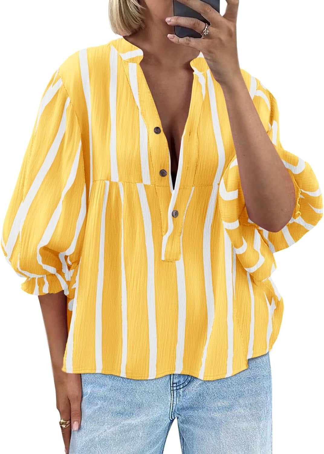 Blusa de rayas con manga amplia para mujer - Elena