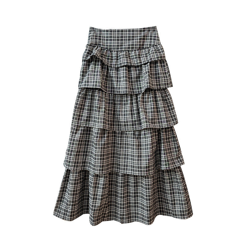 Falda de tejido cuadros capas escalonadas para mujer - Eilidh