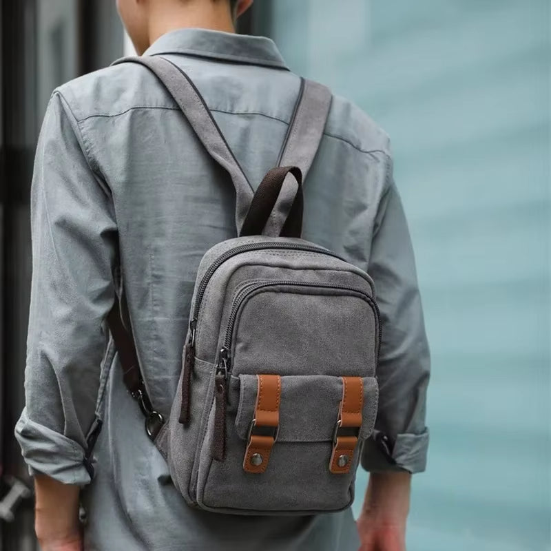 Mochila cruzada unisex con múltiples bolsillos estilo vintage - Axel