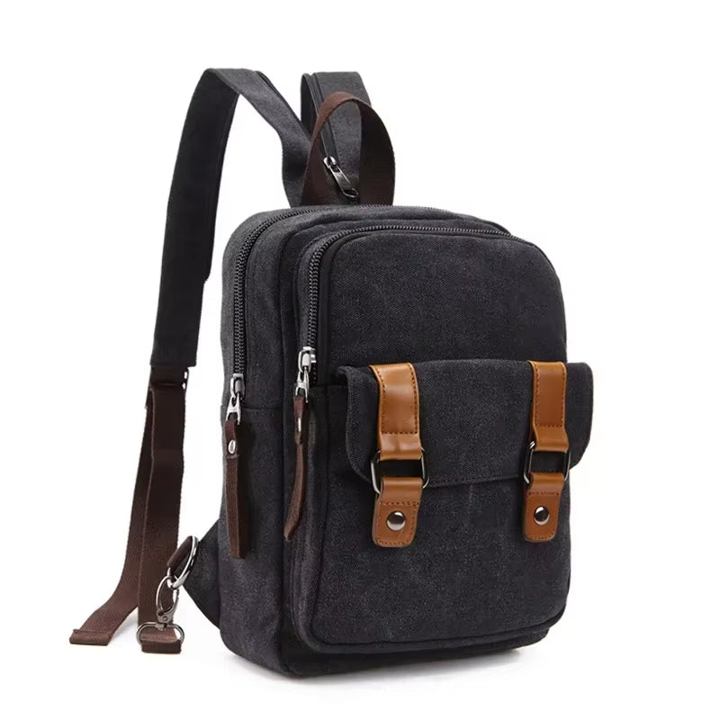 Mochila cruzada unisex con múltiples bolsillos estilo vintage - Axel