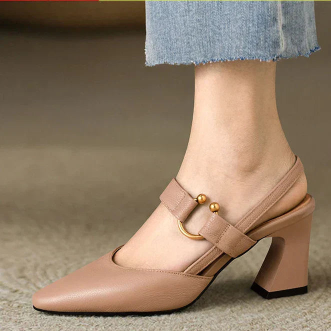Zapatos de tacón con correa frontal para mujer - Greta