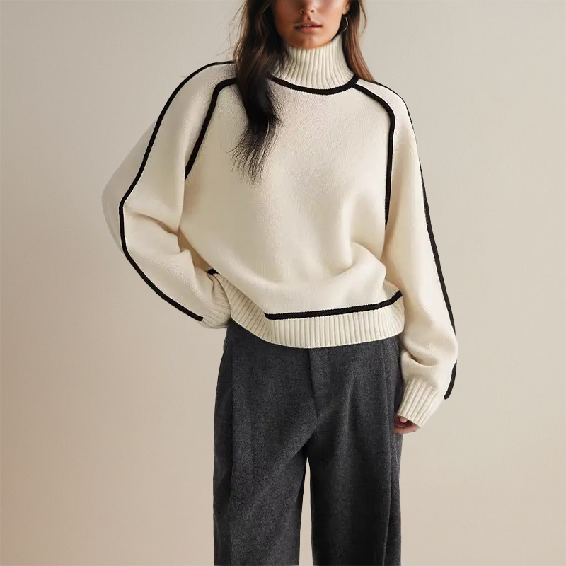 Jersey para mujer con cuello alto y mangas amplias - Sigruna