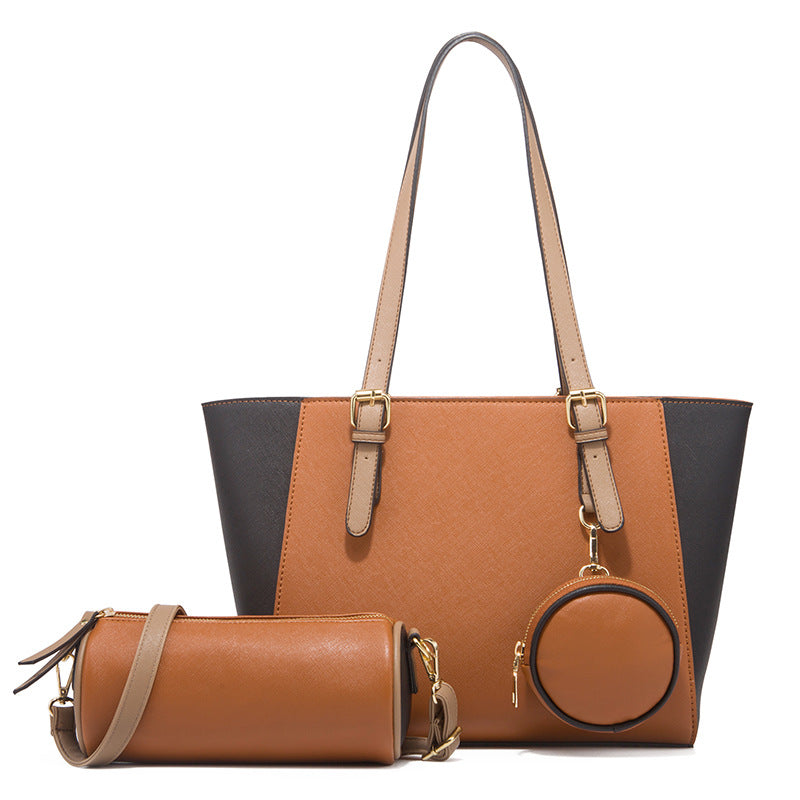 Bolsa tote femenina elegante con diseño bicolor