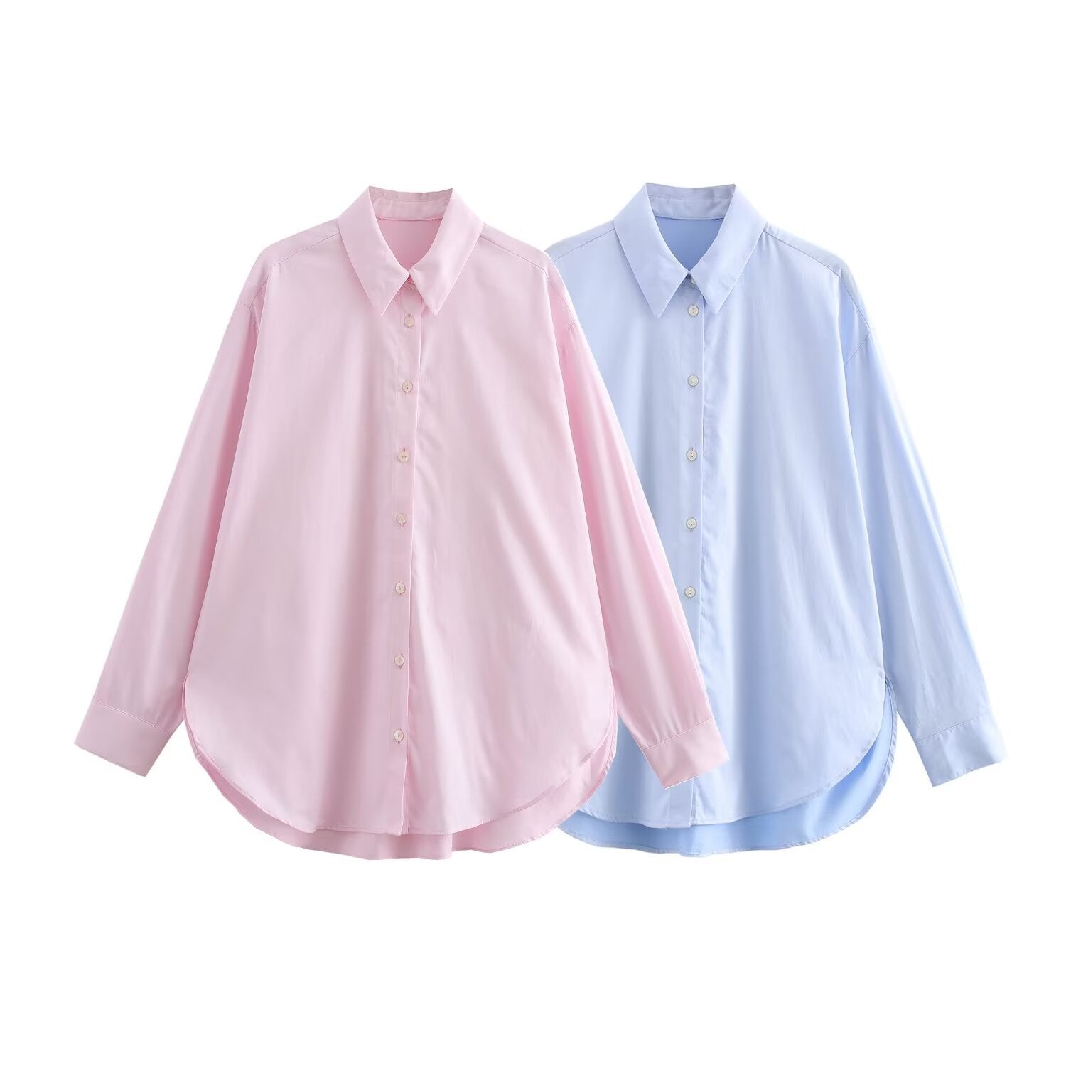 Blusa mujer oversize con cuello clásico y botonadura frontal - Mackenzie