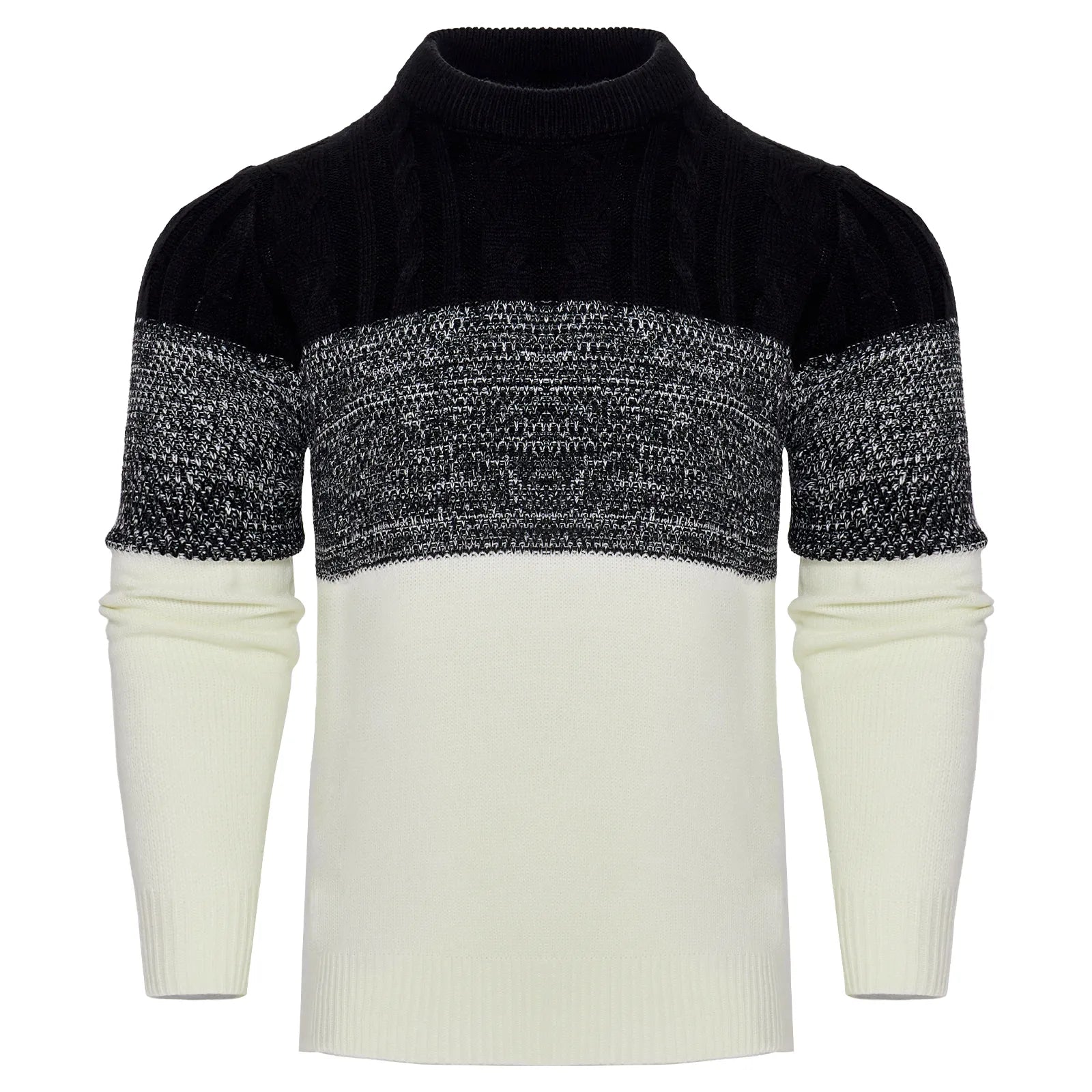 Giam - Jersey casual de manga larga de punto con bloques de color para hombre