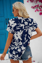 Daris - Blusa floral con cuello de muesca