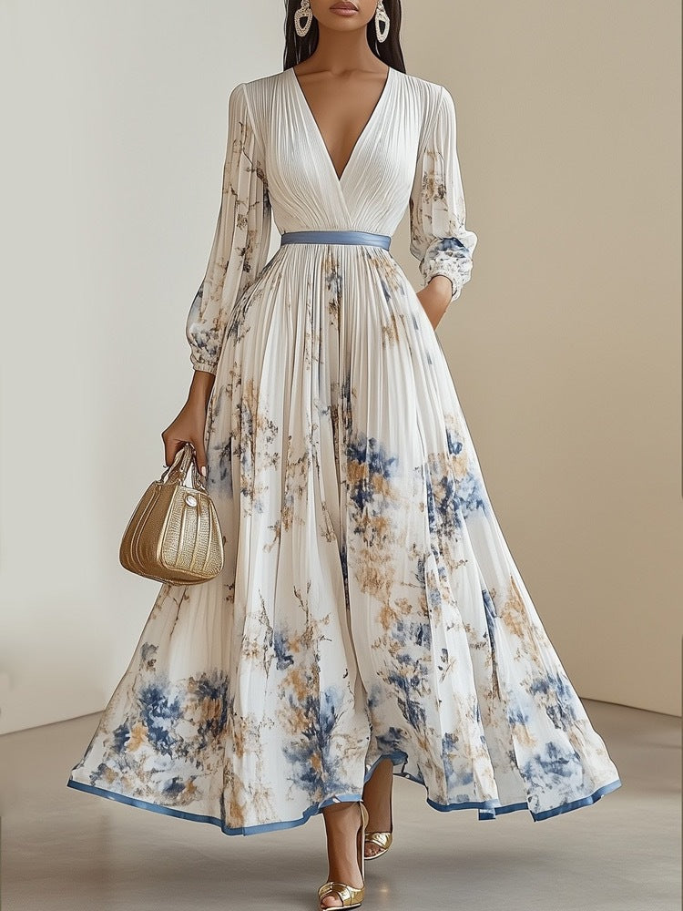 Vestido largo estampado floral de fiesta para mujer - Beatrice