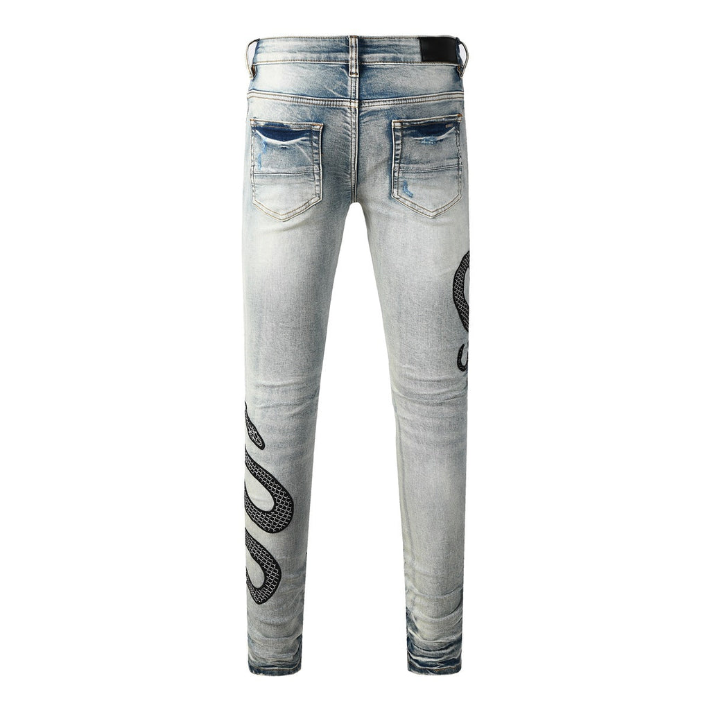 Pantalones vaqueros slim con estampado serpiente - Eldric