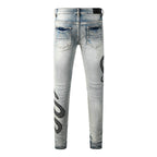 Pantalones vaqueros slim con estampado serpiente - Eldric