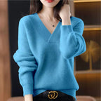 Suéter de punto cuello en V para mujer ajuste relajado - Svala