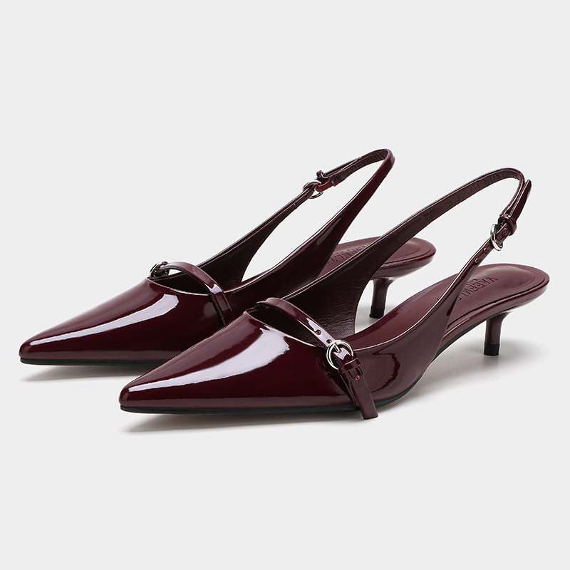 Zapatillas de mujer destalonadas con punta afilada y tira con herraje - Solène