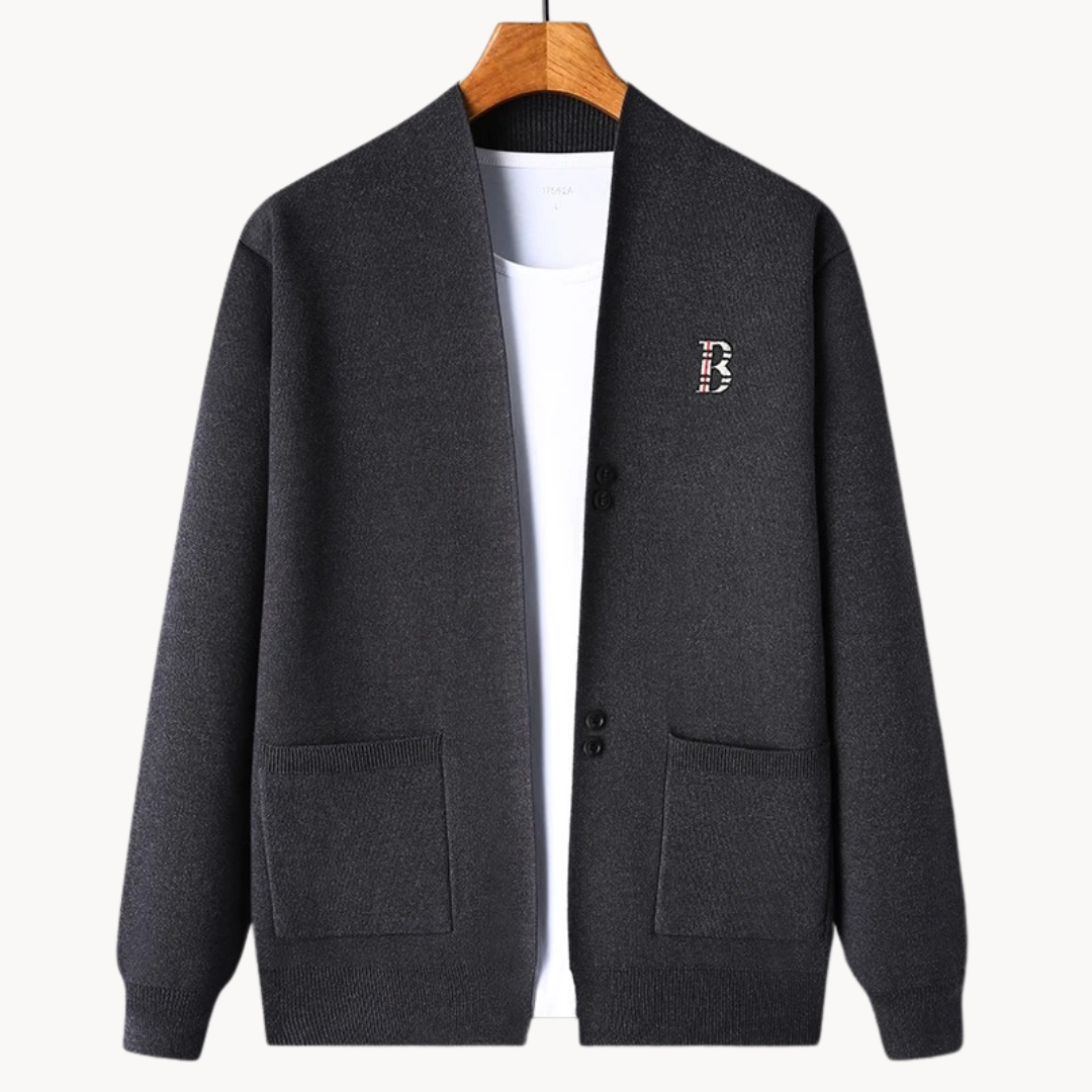 Cárdigan para hombre de corte recto con cuello abierto - Einar