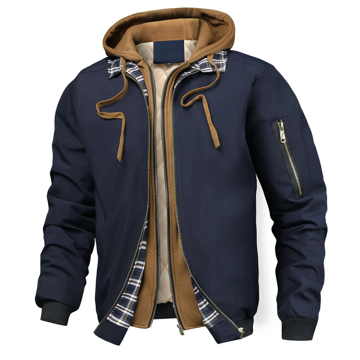 Cazadora bomber masculina acolchada estilo urbano capucha superpuesta - Damián