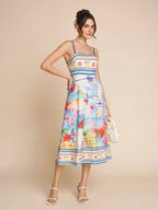 Vestido midi para mujer estampado floral primavera verano - Mirela