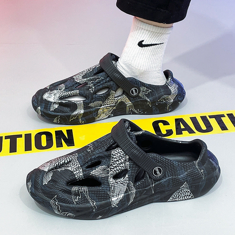Sandalias tipo zueco con estampado y correa para hombre - Lex