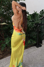 Vestido largo estampado floral con tirantes para mujer - Anneliese