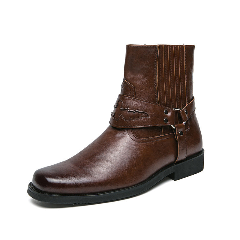 Botas casuales para hombre con cierre lateral y correa decorativa - Patrick