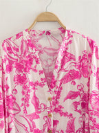 Vestido corto floral con cintura ajustable y manga amplia - Laurent