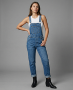 Peto vaquero oversize con bolsillos y tirantes ajustables para mujer - Valmira