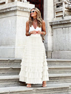 Maxifalda de mujer con cintura alta en un look a capas - ligera y vaporosa para el verano