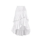 Falda midi para mujer de volantes asimétricos con fruncido lateral corte irregular - Nadège