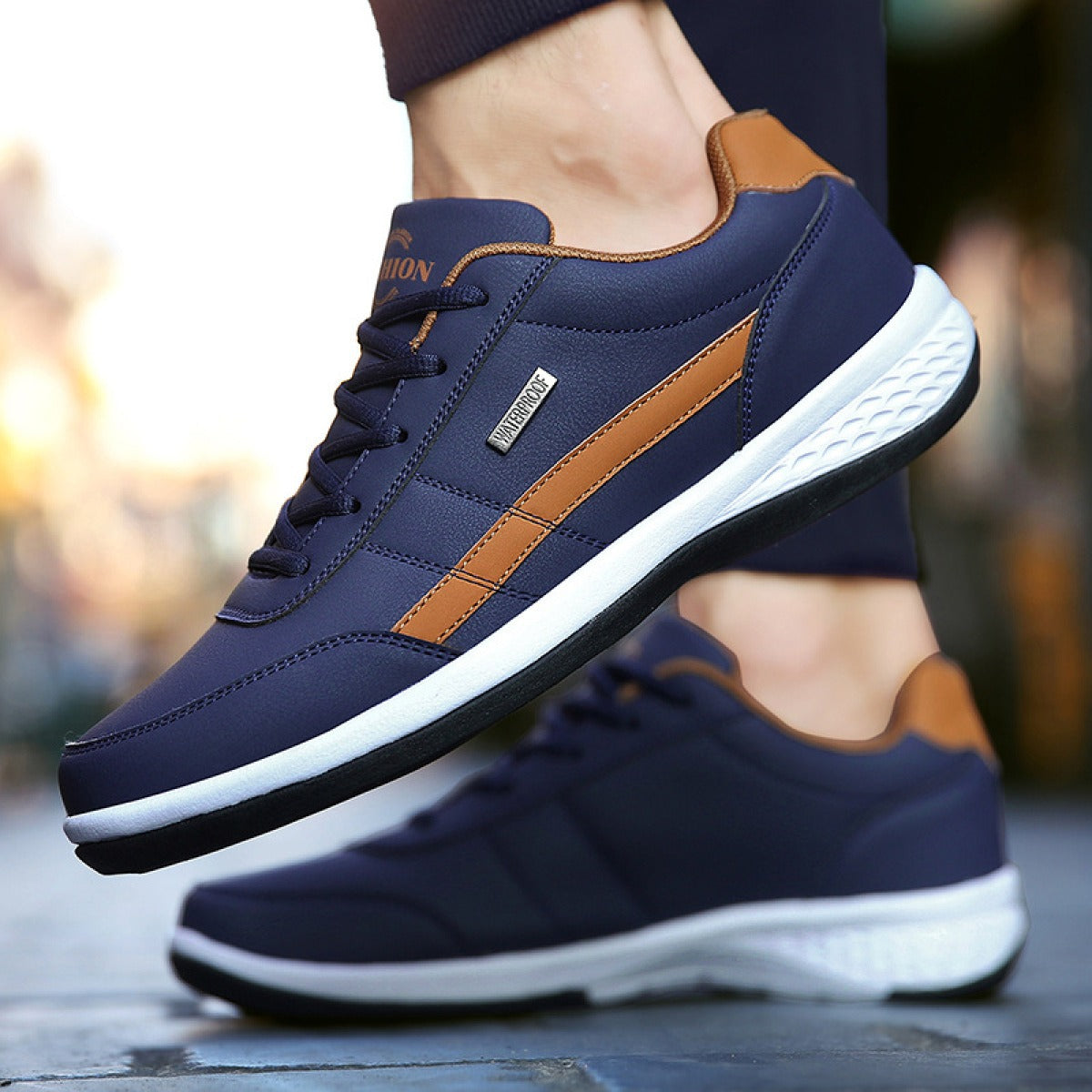 Tenis casual con franja lateral marcada para hombre - Weston