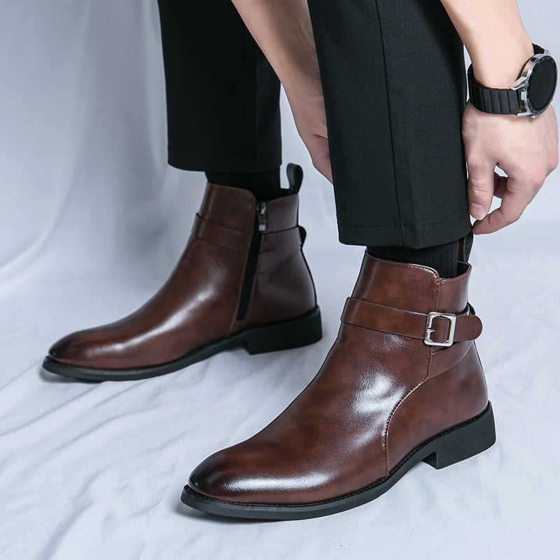 Botines hombre piel sintética hebilla lateral - Sergio
