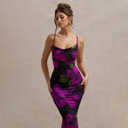 Vestido mujer largo ajustado tirantes estampado floral - Delia