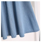 Falda midi para mujer denim cintura elástica con botones - Renata