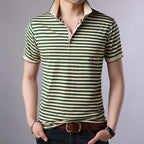 Camiseta polo para hombre de algodón a rayas con cuello abierto - Hugo