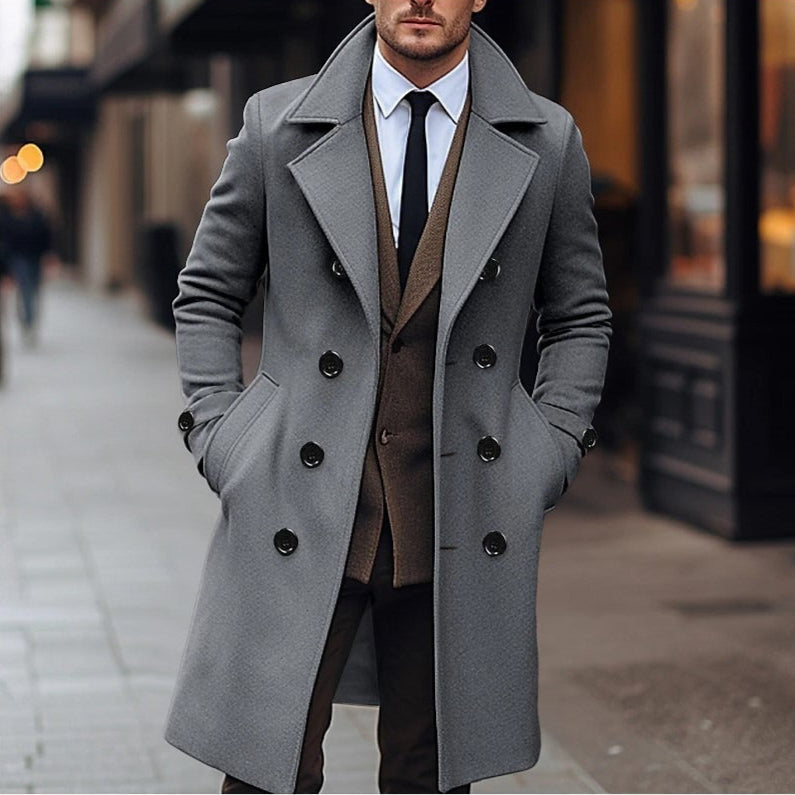 Abrigo lana hombre corte cruzado doble botonadura entallado elegante urbano - Russell