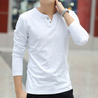 Camiseta manga larga para hombre de algodón con escote henley - Pablo