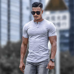Camiseta hombre manga corta con botones cuello redondo - Luis