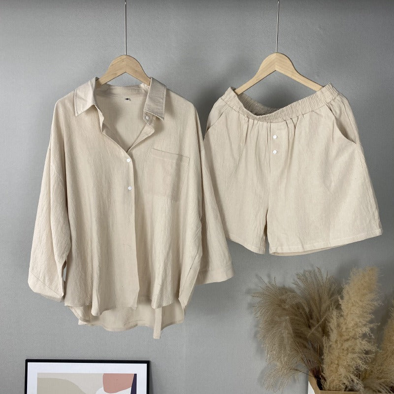 Conjunto para mujer lino de algodón corte holgado estilo casual - Camila