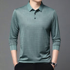 Camiseta polo para hombre de punto con textura geométrica y manga larga - Hugo