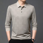 Camiseta polo para hombre de punto con textura geométrica y manga larga - Hugo