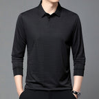 Camiseta polo para hombre de punto con textura geométrica y manga larga - Hugo