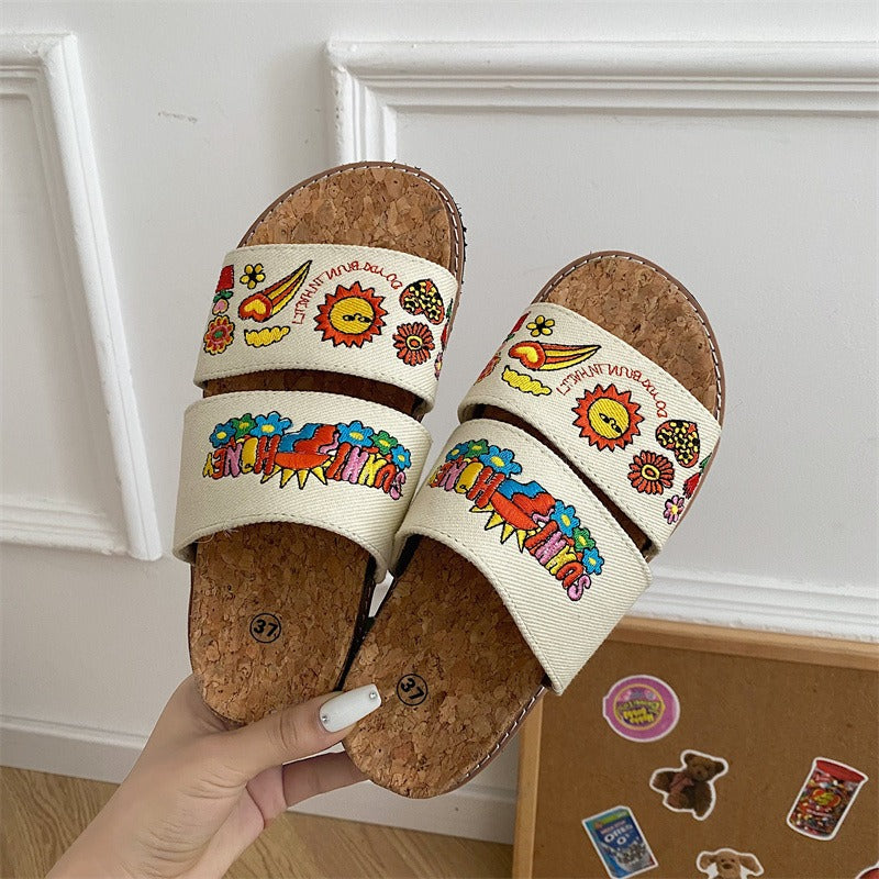 Sandalias ortopédicas mujer corcho estampado gráfico verano - Anahely