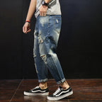 Pantalón vaquero hombre recto efecto desgastado rasgado - David
