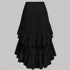 Falda midi para mujer de volantes asimétricos con fruncido lateral corte irregular - Nadège