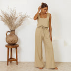 Conjunto de tirantes para mujer de lino estilo holgado - Martina