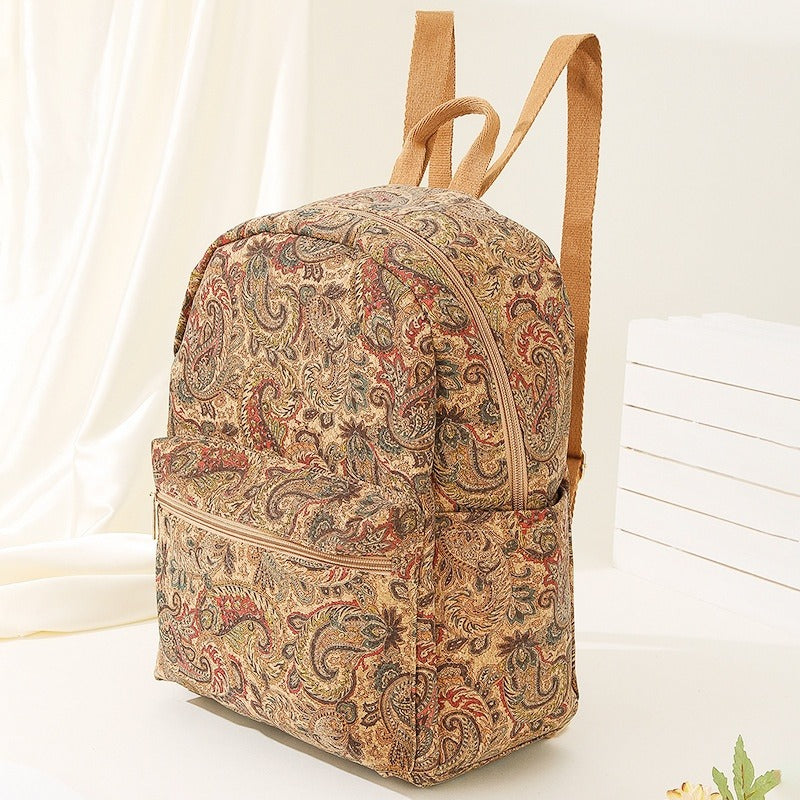 Mochila tela estampada capacidad amplia estilo vintage - Francis