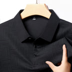 Camiseta polo para hombre de punto con textura geométrica y manga larga - Hugo
