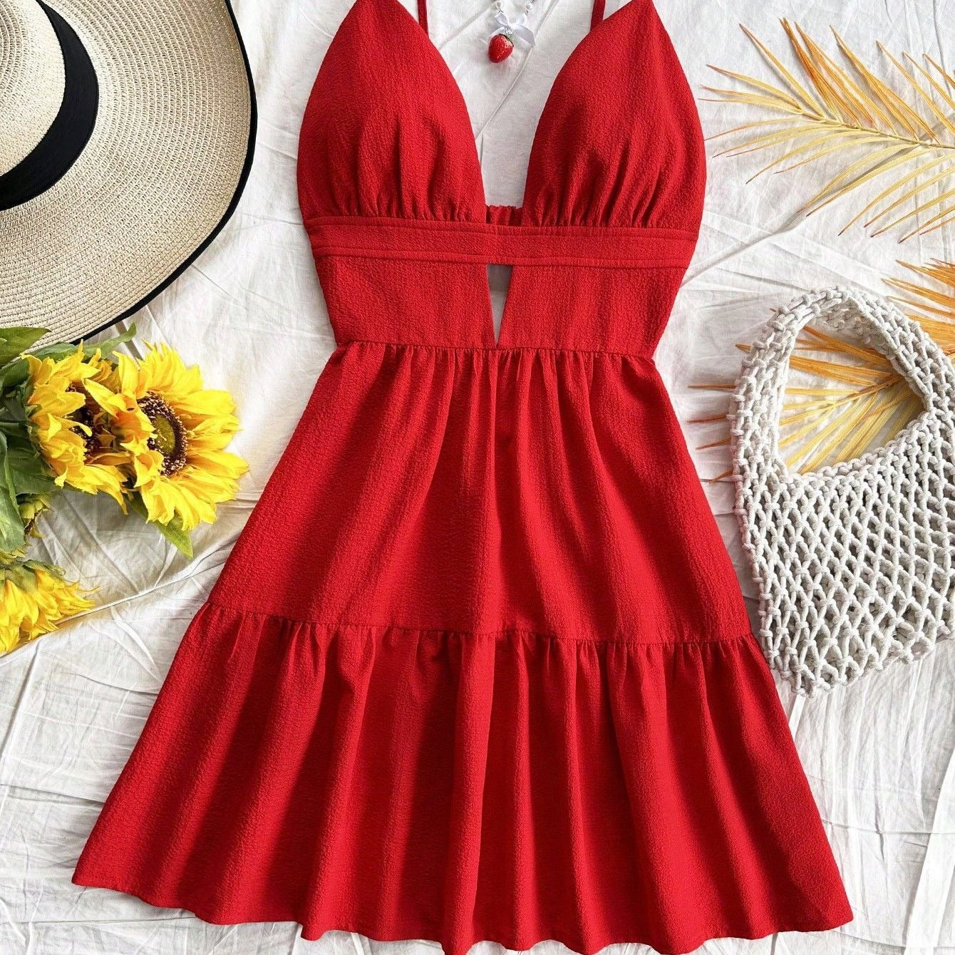 Vestido  corto mujer tirantes estilo animal print plisado - Enara