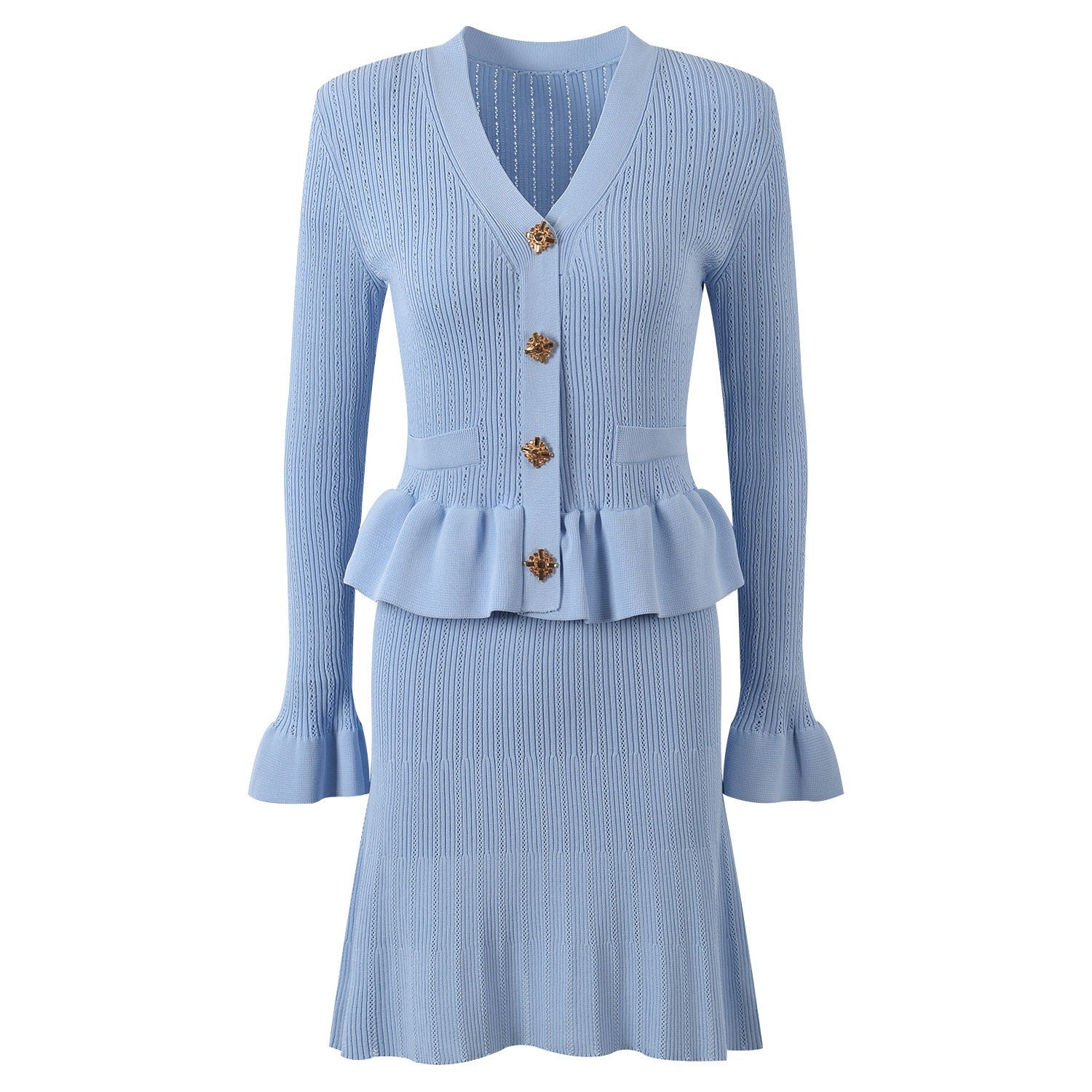 Vestido de punto con botones joya - Mireille