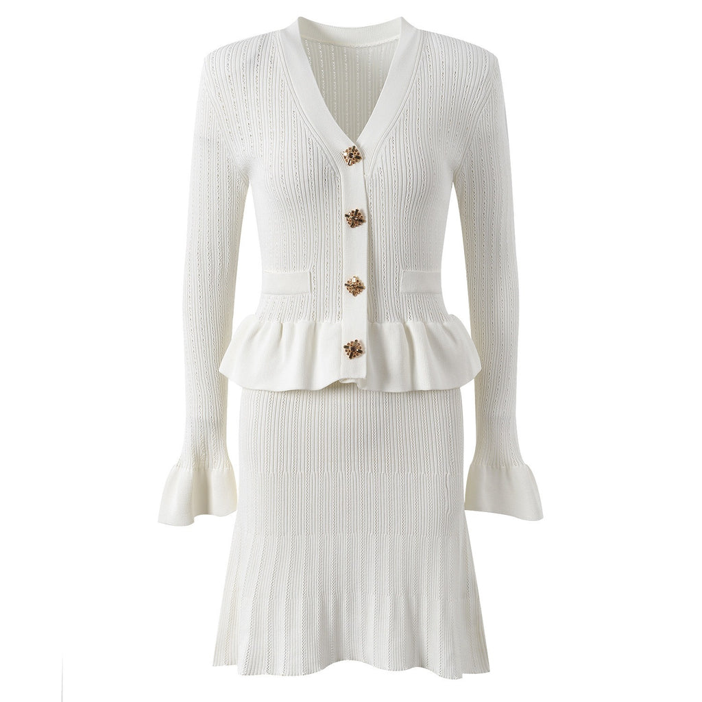 Vestido de punto con botones joya - Mireille