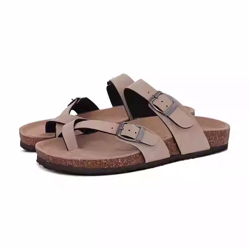 Sandalias mujer planas tiras cruzadas hebillas - Ninfa