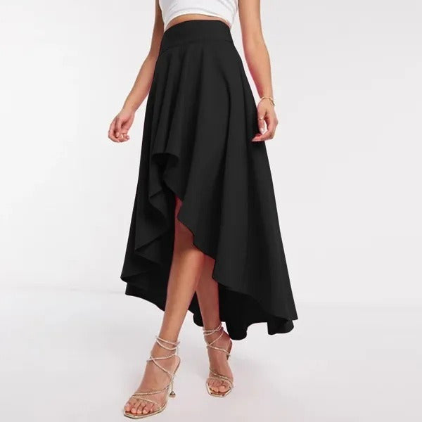 Falda para mujer asimétrica elegante con vuelo y cintura alta - Tamara